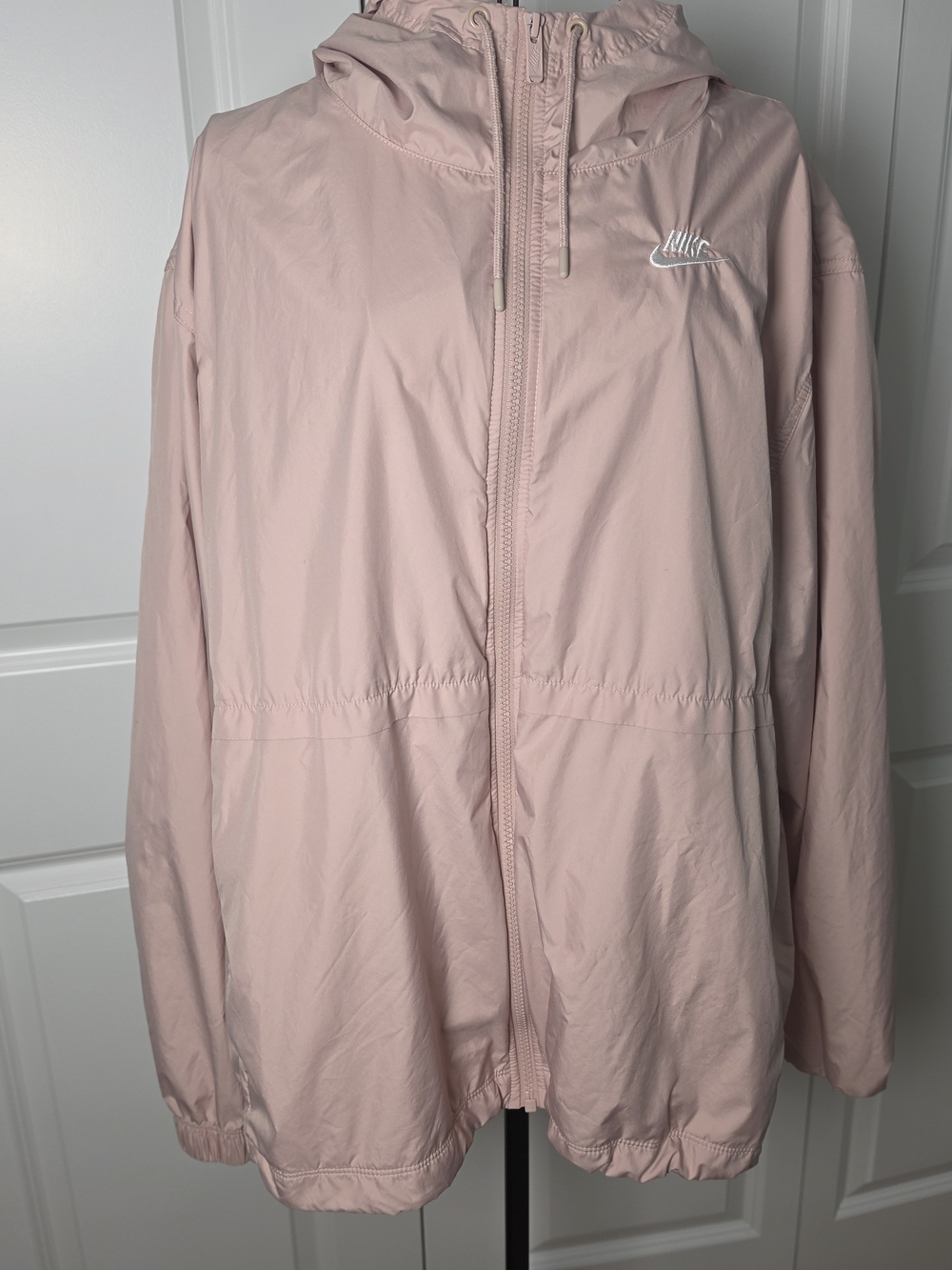 Nike Windbreaker Jacket Womens 1X Pink Hooded Full Zip Lightweight Athletic Coat